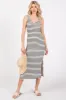 Black Striped Side Slit Midi Dress sold by Pinkblush