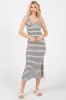 Black Striped Side Slit Midi Dress sold by Pinkblush