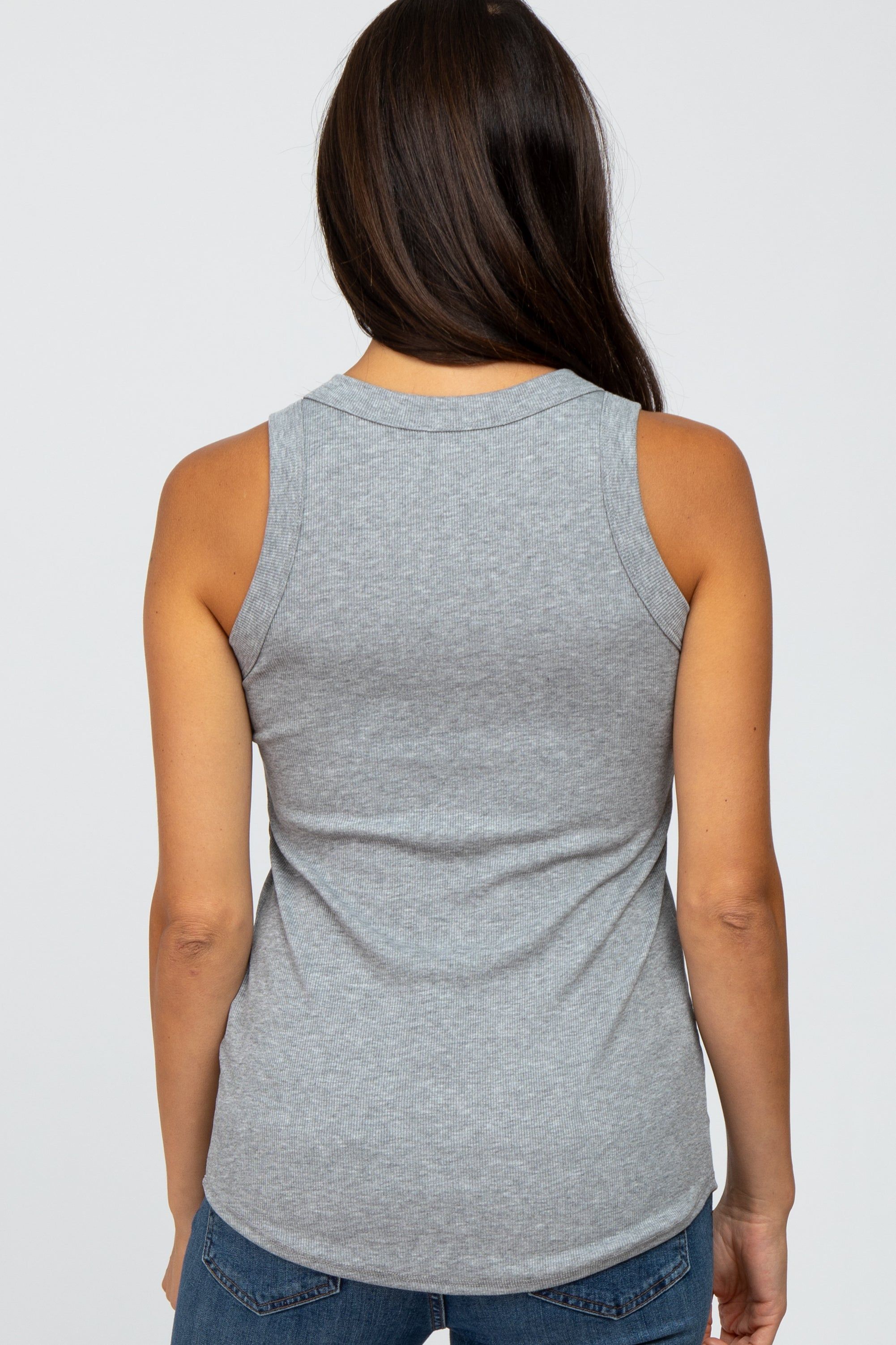Heather Grey Ribbed Sleeveless Top sold by Pinkblush product image thumbnail 3