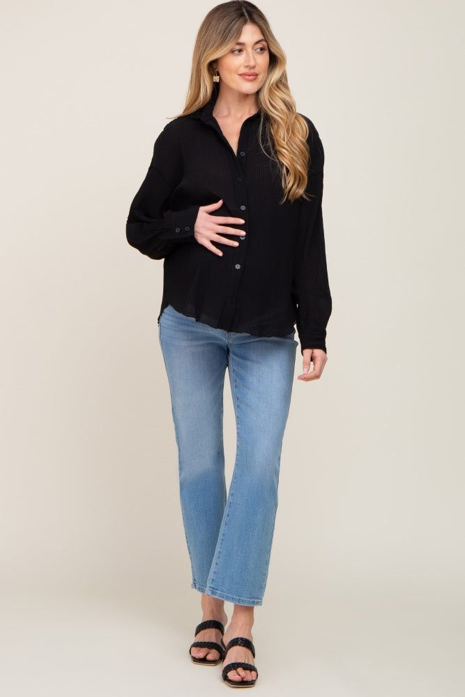 Black Plisse Maternity Chiffon Blouse sold by Pinkblush product image thumbnail 4
