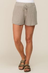 Light Olive Ribbed Soft Knit Maternity Shorts sold by Pinkblush