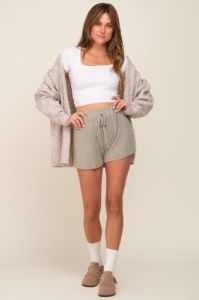 Light Olive Ribbed Soft Knit Maternity Shorts sold by Pinkblush