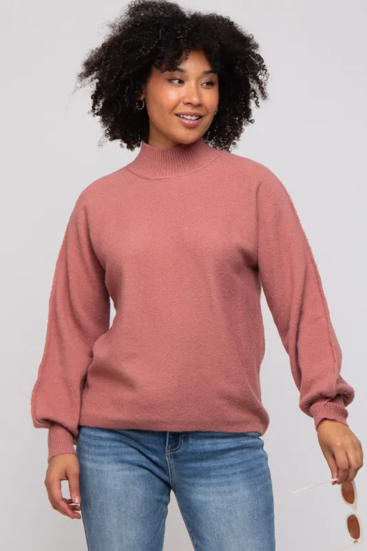 Mauve Mock Neck Sweater sold by Pinkblush