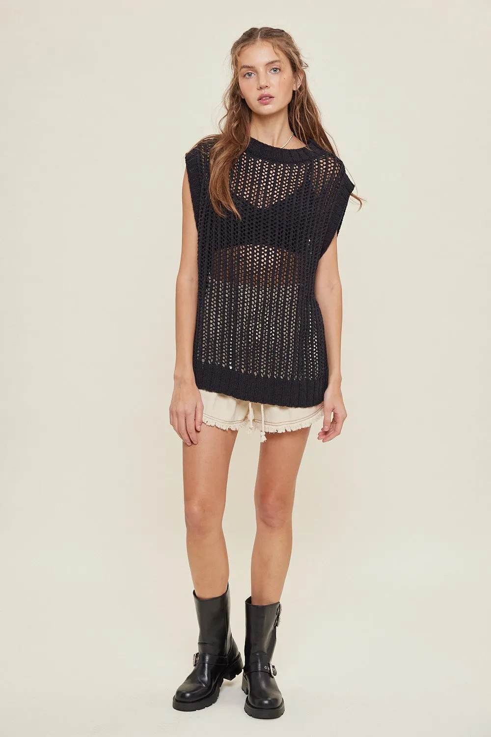 Beige Drawstring Fringe Hem Shorts sold by Pinkblush