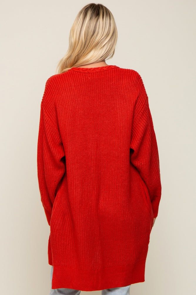 Rust Cable Knit Accent Cardigan sold by Pinkblush product image thumbnail 3