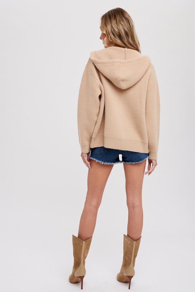 Taupe Zip Up Hooded Cardigan sold by Pinkblush product image thumbnail 5