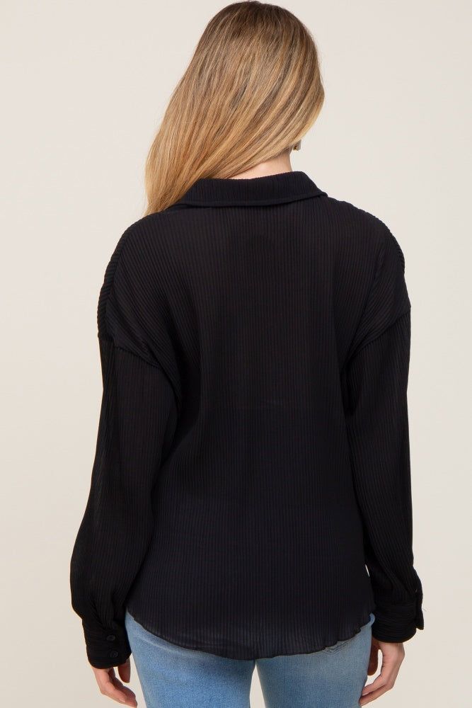 Black Plisse Maternity Chiffon Blouse sold by Pinkblush product image thumbnail 3