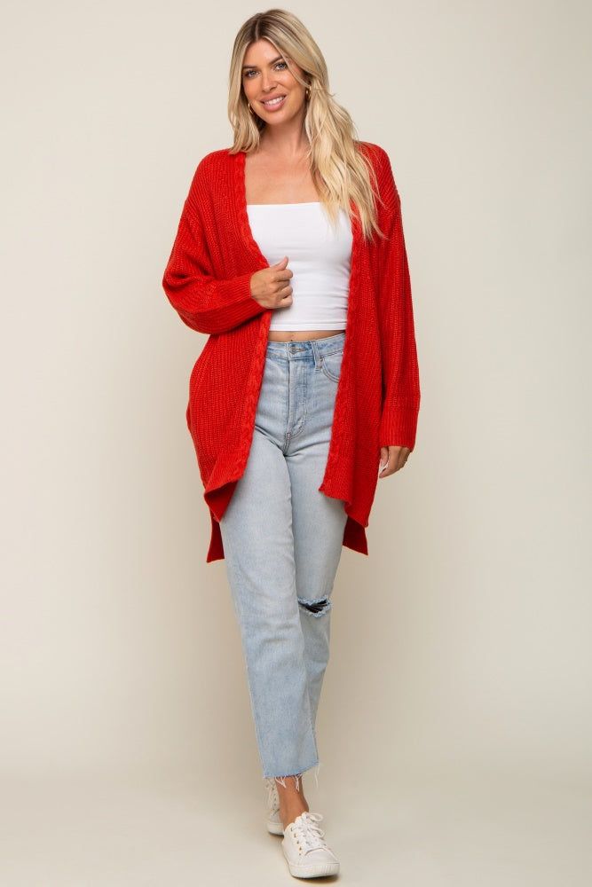 Rust Cable Knit Accent Cardigan sold by Pinkblush product image thumbnail 4