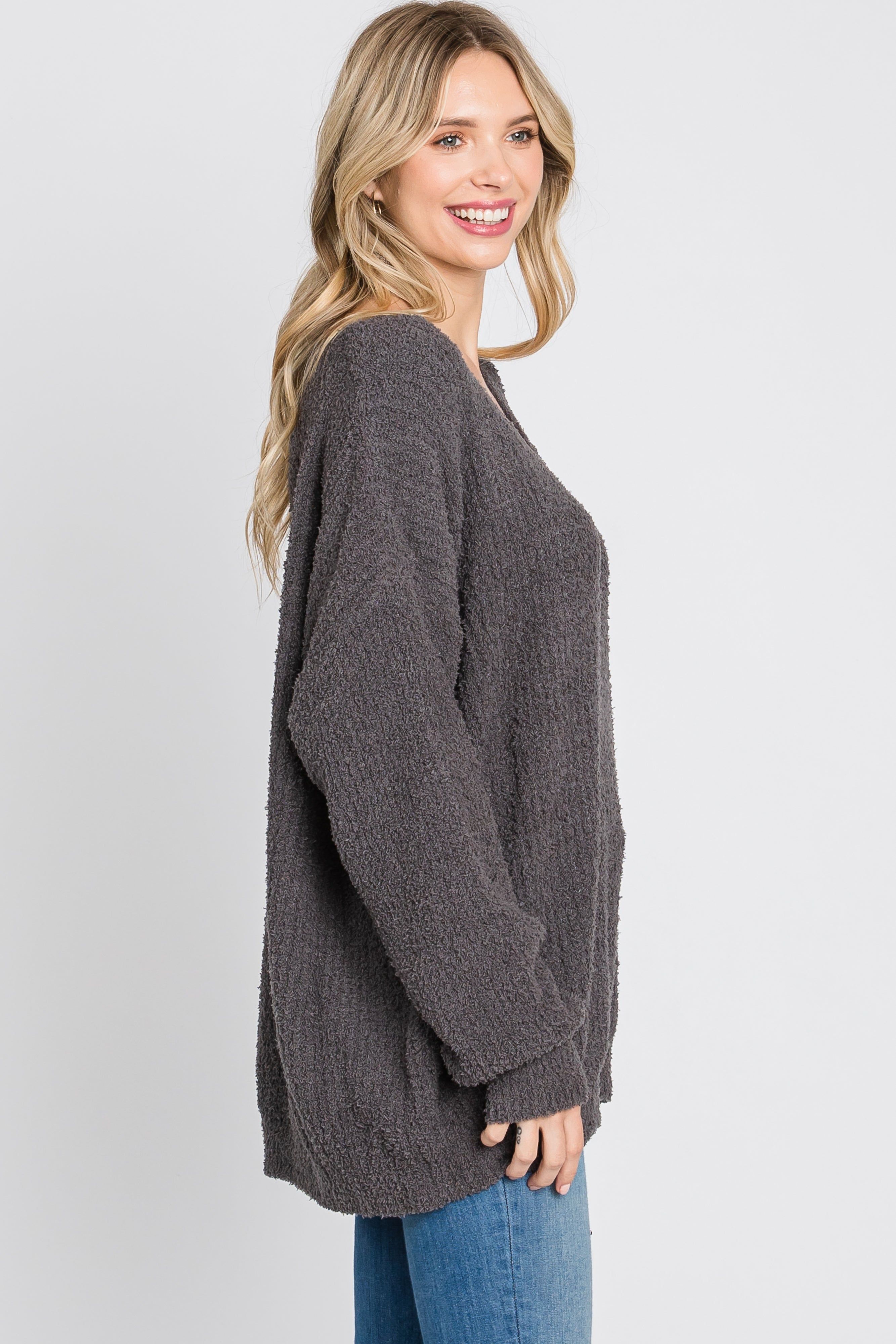 Charcoal V-Neck Soft Sweater sold by Pinkblush product image thumbnail 4