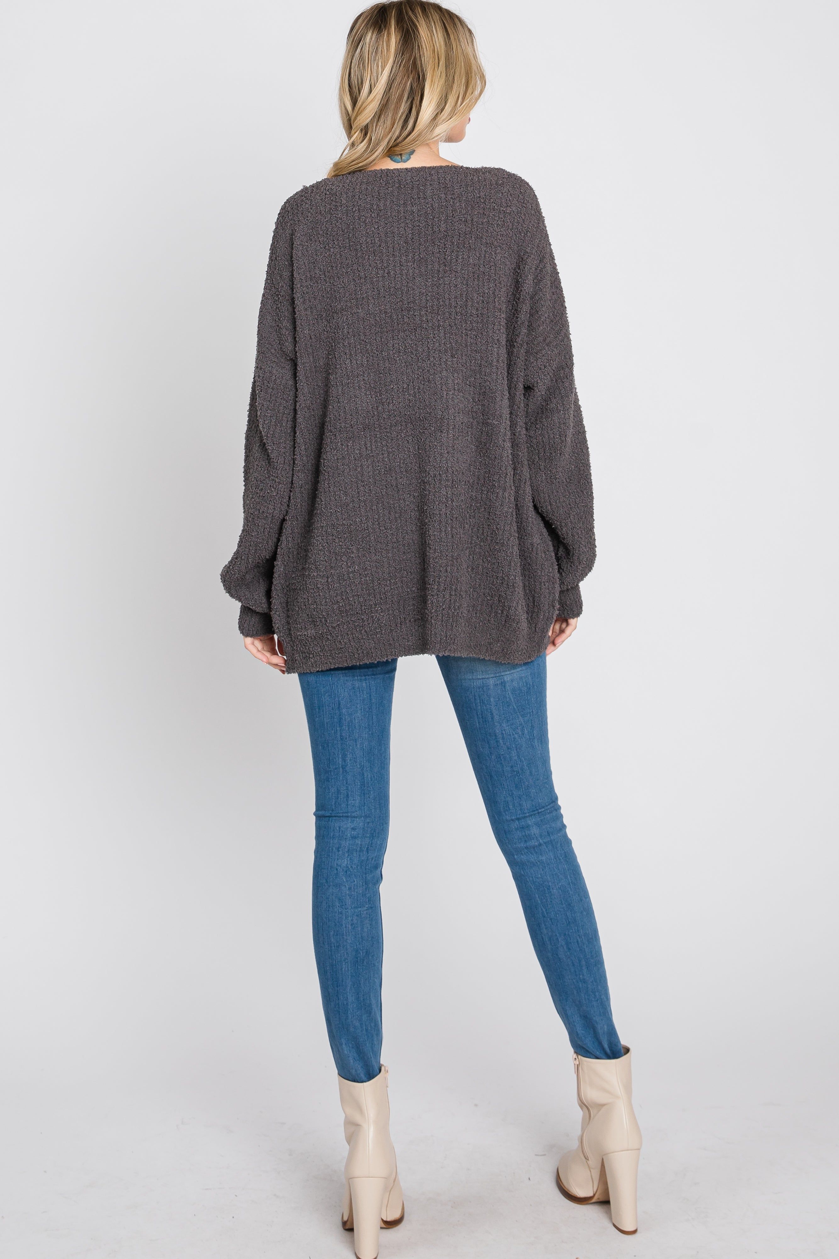 Charcoal V-Neck Soft Sweater sold by Pinkblush product image thumbnail 5