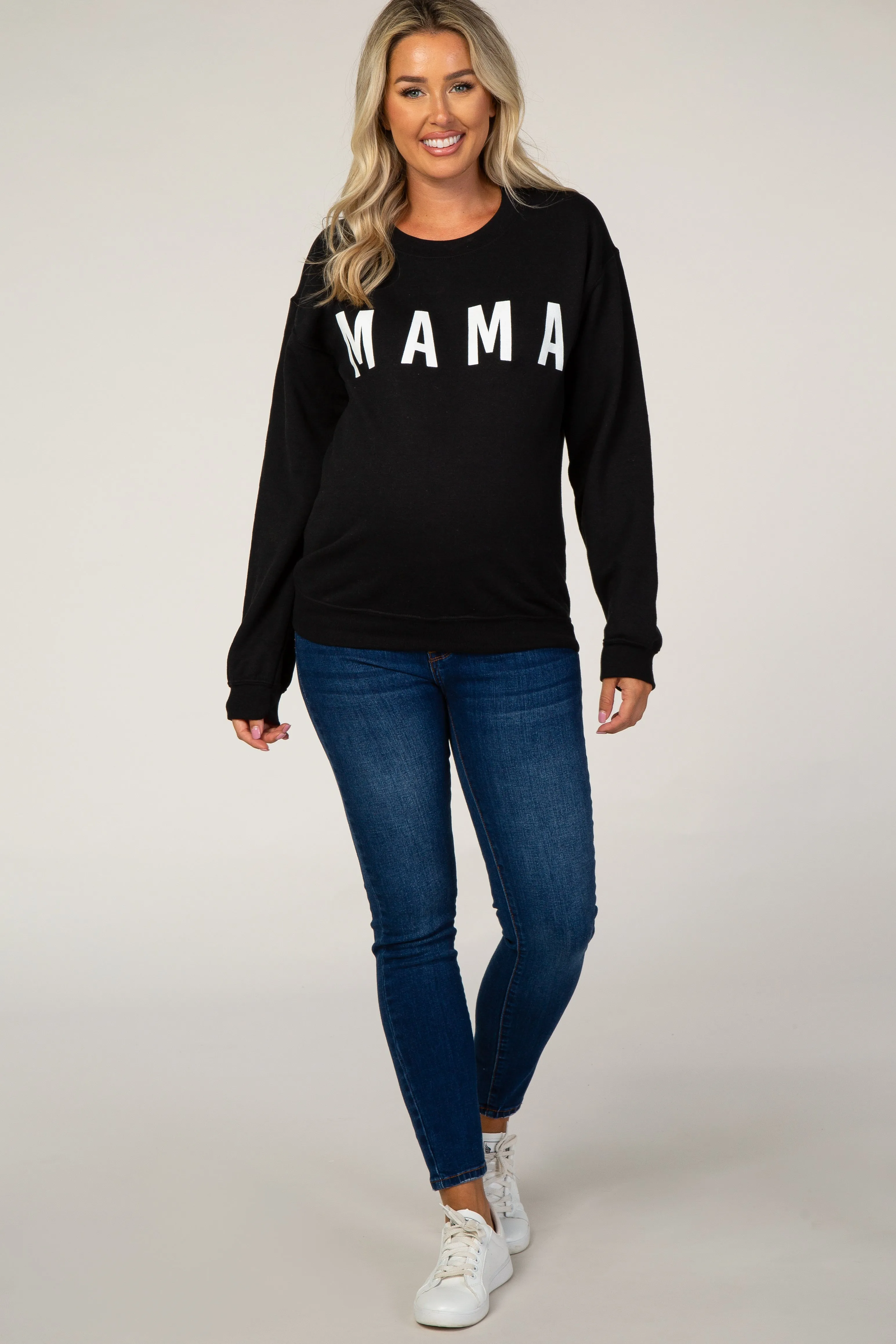 Black Screen Print Mama Maternity Pullover Sweatshirt sold by Pinkblush product image thumbnail 4