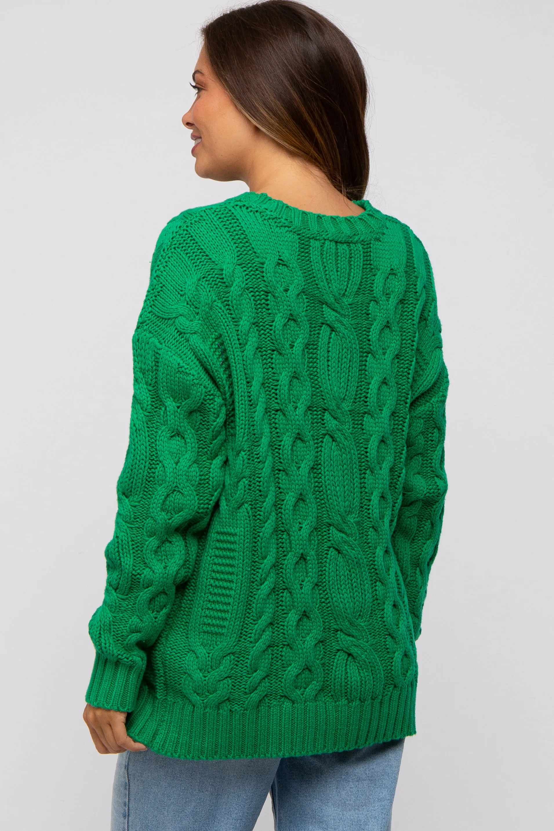 Green Chunky Cable Knit Maternity Sweater sold by Pinkblush product image thumbnail 3