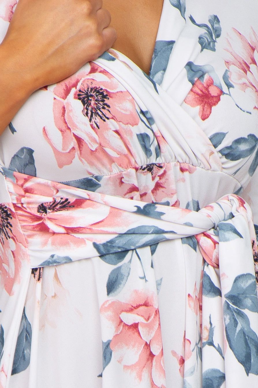 White Floral Nursing Wrap Dress sold by Pinkblush product image thumbnail 4