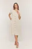 Beige Button Down Maternity Midi Dress sold by Pinkblush