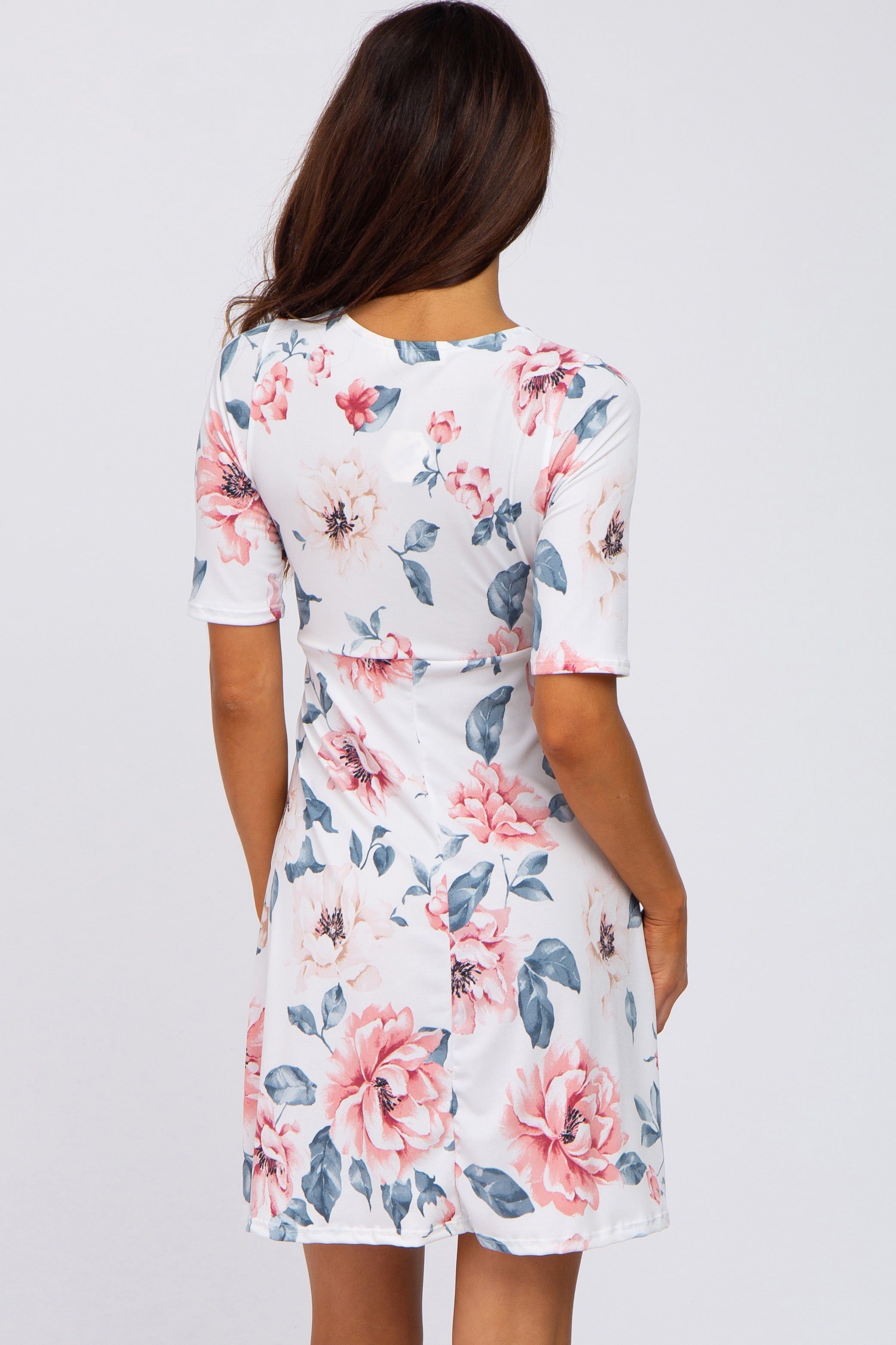 White Floral Nursing Wrap Dress sold by Pinkblush product image thumbnail 3