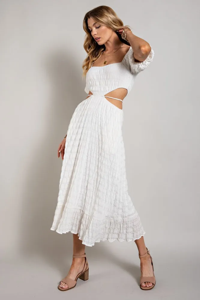 White Square Neckline White Maxi Dress sold by Pinkblush