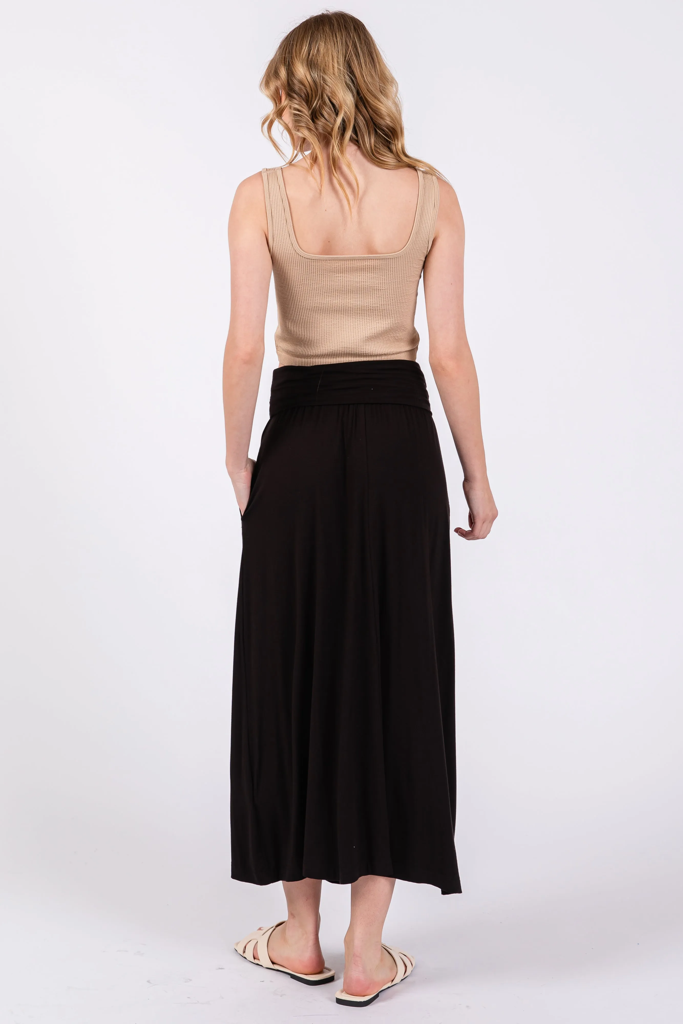 Black Fold-Over Maxi Skirt sold by Pinkblush product image thumbnail 3