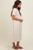 Beige Button Down Maternity Midi Dress sold by Pinkblush
