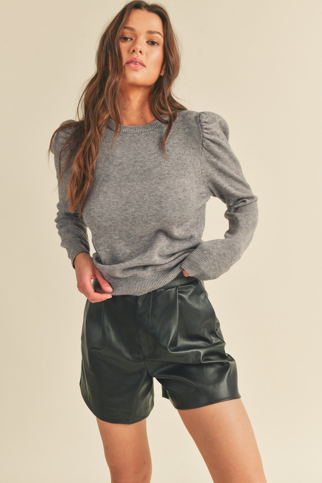 Grey Classic Crew Neckline Pullover sold by Pinkblush