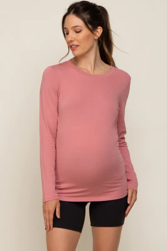 Mauve Long Sleeve Maternity Top sold by Pinkblush
