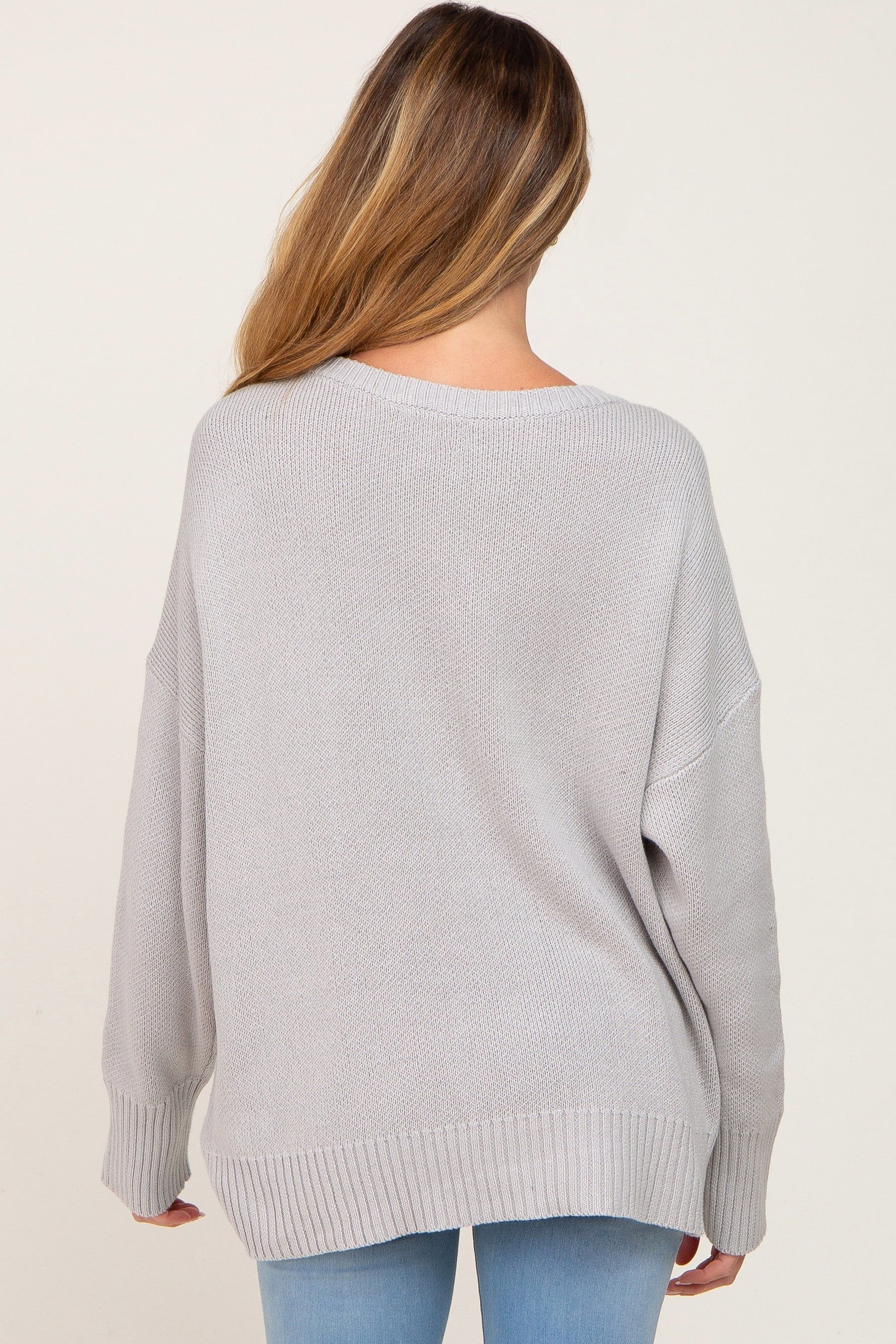 Grey Ribbed Trim Maternity Sweater sold by Pinkblush product image thumbnail 3