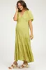 Green Button Detail Tiered Maternity Maxi Dress sold by Pinkblush
