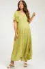 Green Button Detail Tiered Maternity Maxi Dress sold by Pinkblush