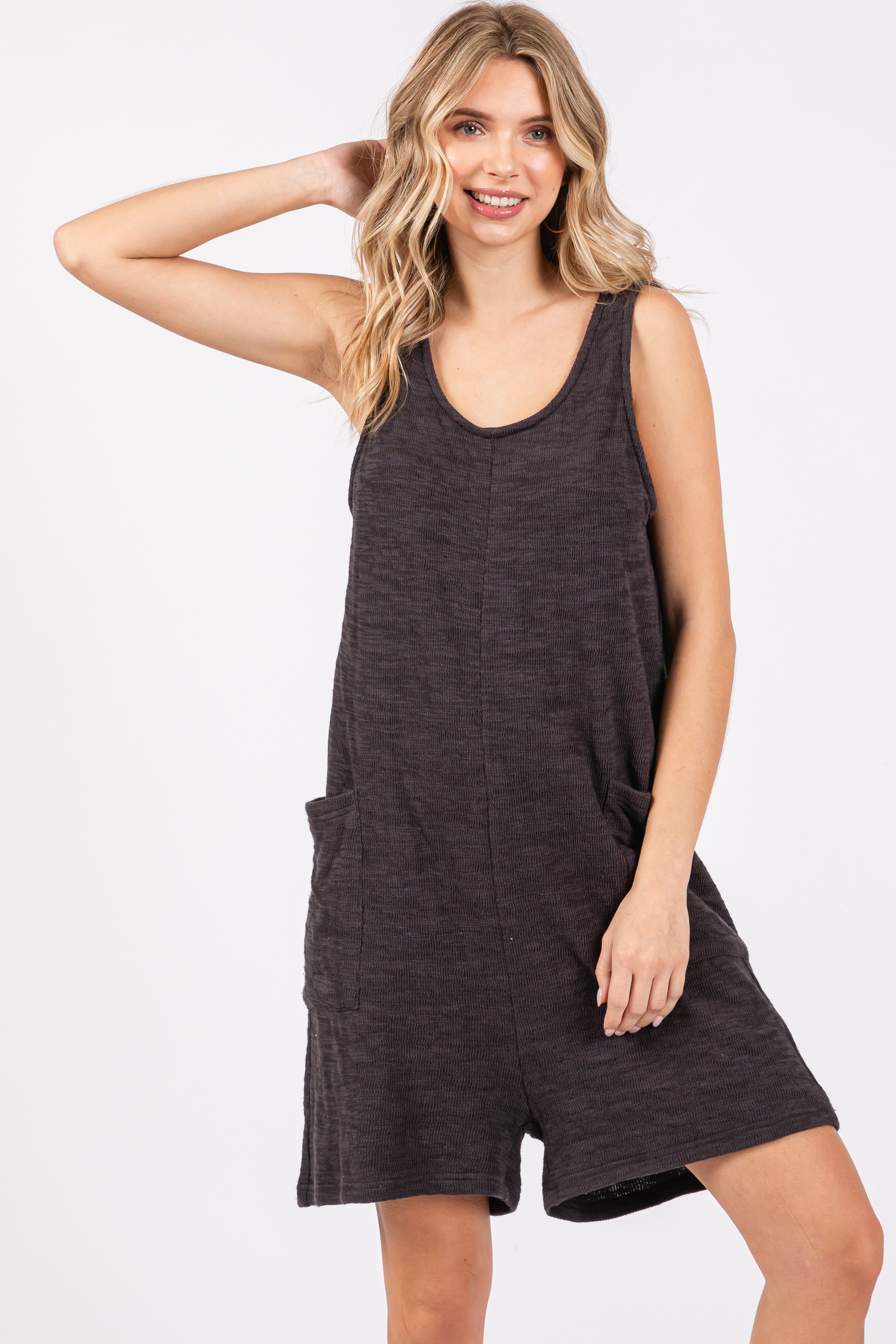 Charcoal Oversized Knit Romper sold by Pinkblush product image thumbnail 4