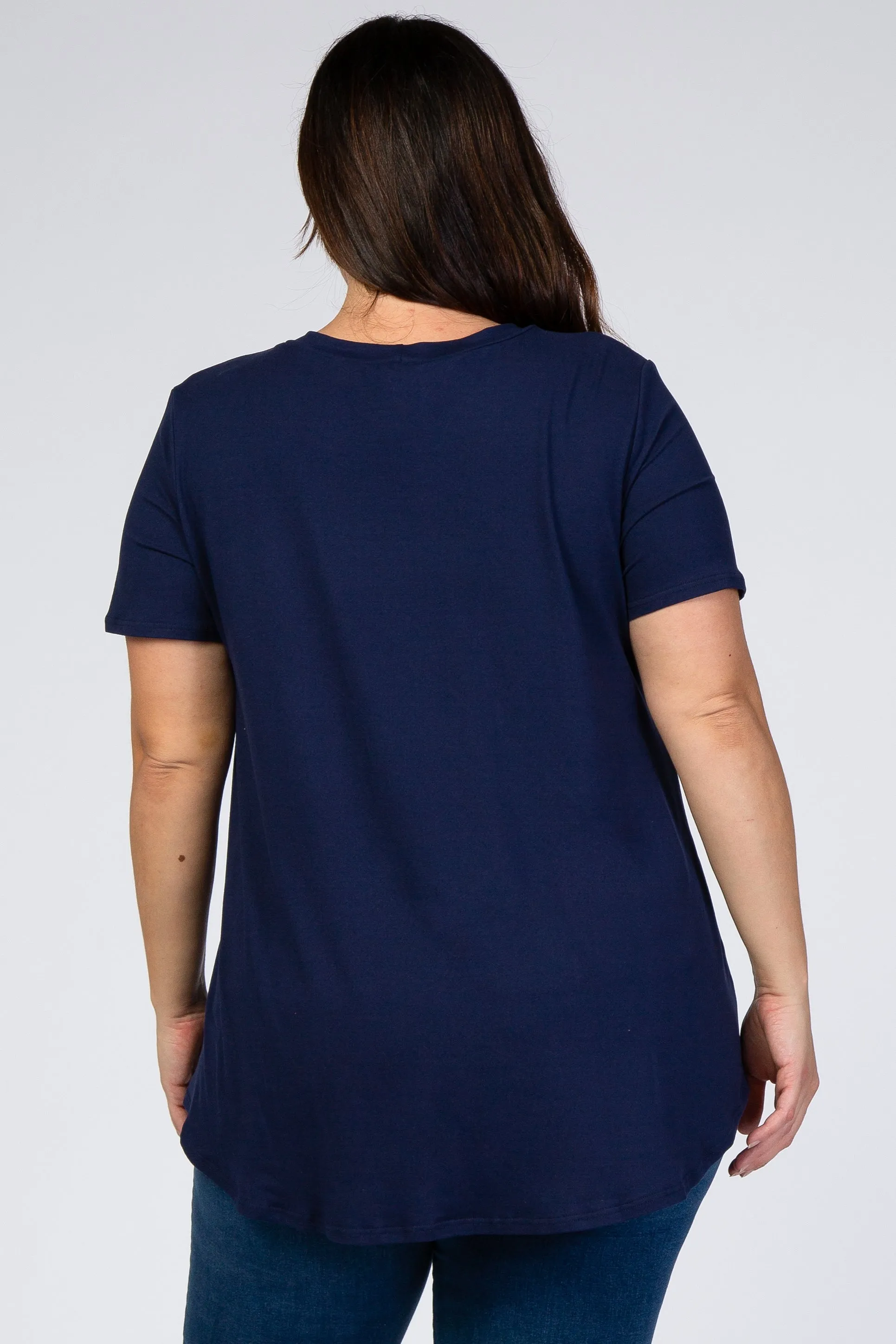 Navy Blue Round Hem Short Sleeve Plus Top sold by Pinkblush product image thumbnail 3