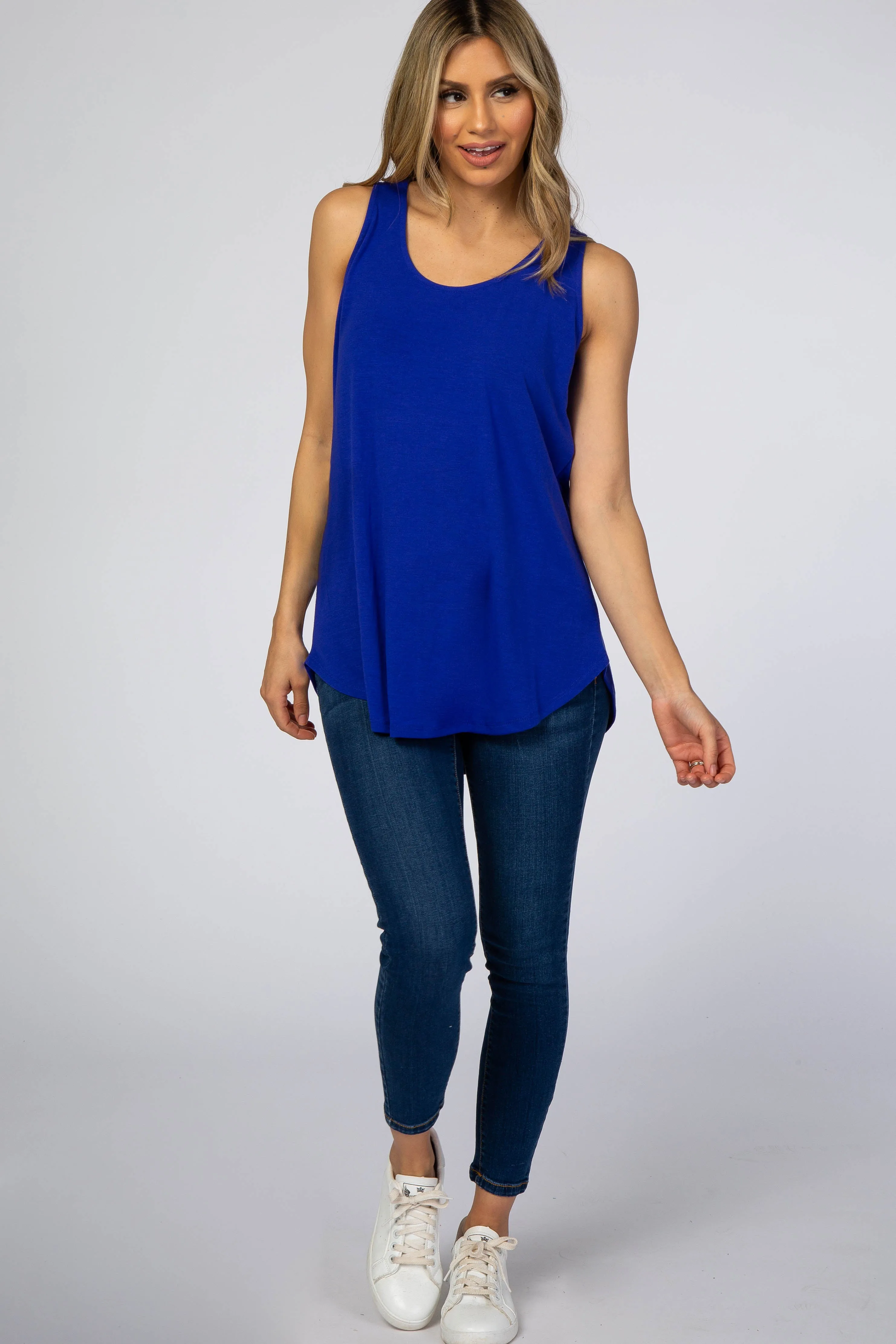 Royal Blue Rounded Hem Sleeveless Top sold by Pinkblush product image thumbnail 2