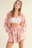 Mauve Floral Button Up Long Sleeve Short Set sold by Pinkblush