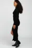 Black Ribbed Mock Neck Side Slit Maxi Dress sold by Pinkblush
