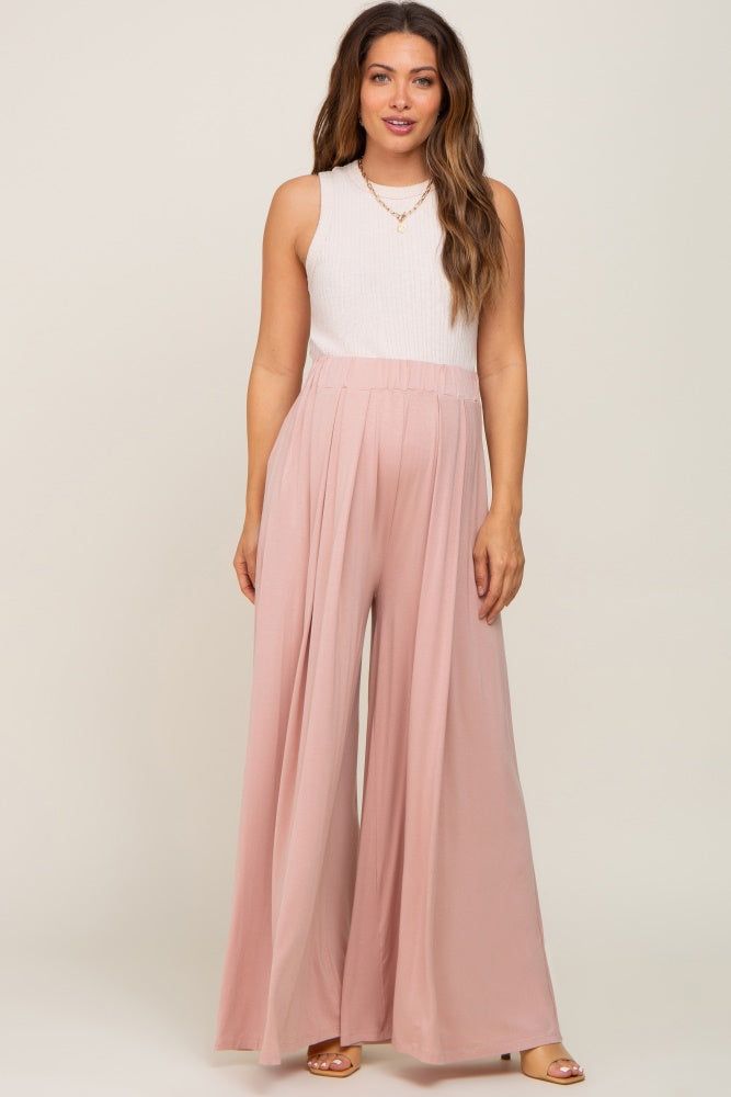 Pink Flowy Maternity Pants sold by Pinkblush