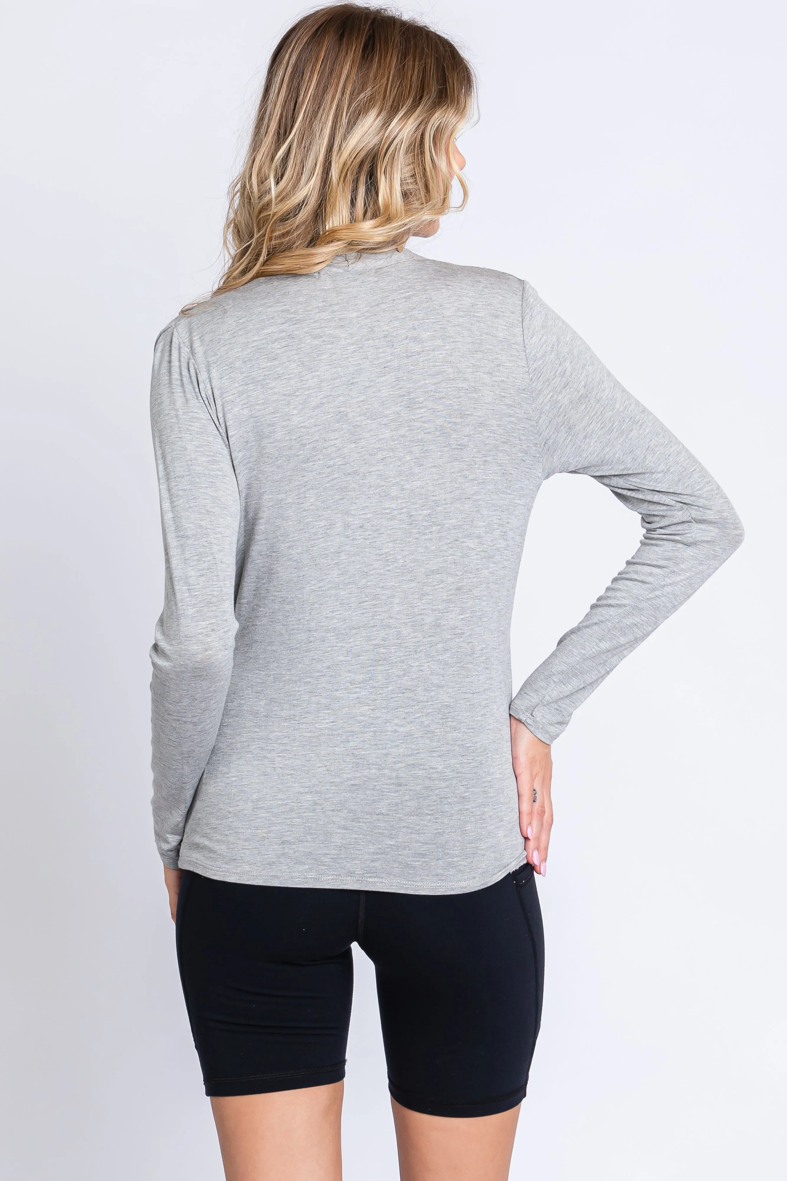 Heather Grey Long Sleeve Wrap Nursing Top sold by Pinkblush product image thumbnail 3