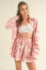 Mauve Floral Button Up Long Sleeve Short Set sold by Pinkblush