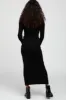 Black Ribbed Mock Neck Side Slit Maxi Dress sold by Pinkblush