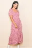 Pink Floral Smocked Short Sleeve Maternity Midi Dress sold by Pinkblush