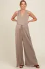 Mocha Racerback Wide Leg Maternity Jumpsuit sold by Pinkblush
