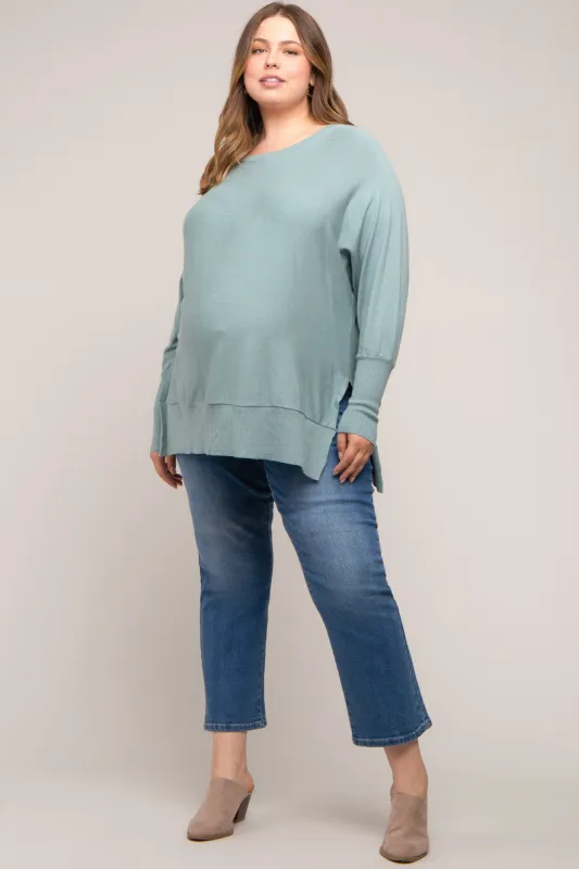 Jade Dolman Sleeve Side Slit Maternity Plus Sweater sold by Pinkblush