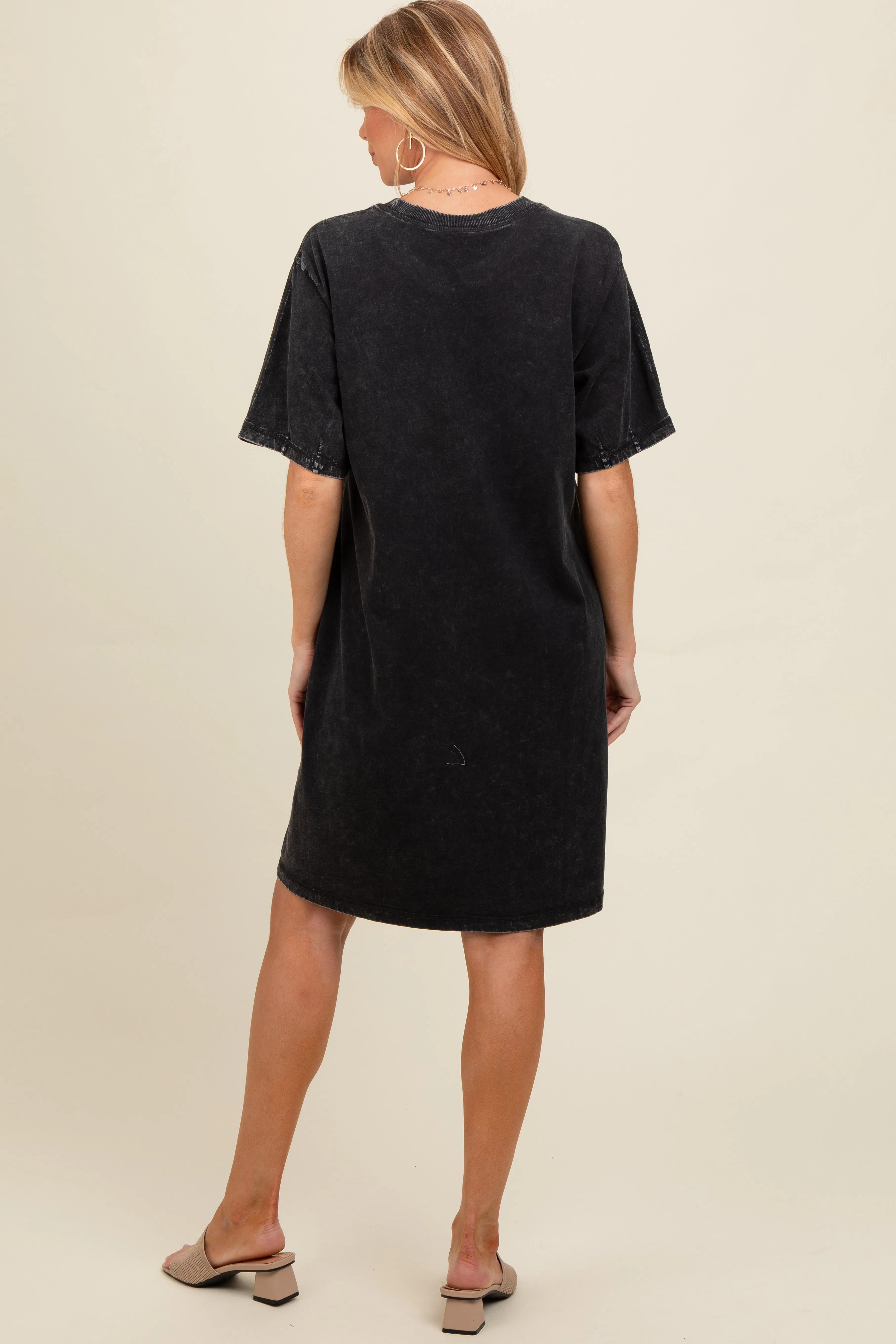 Black Rhinestone Mineral Washed Maternity T-Shirt Dress sold by Pinkblush product image thumbnail 3