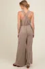 Mocha Racerback Wide Leg Maternity Jumpsuit sold by Pinkblush