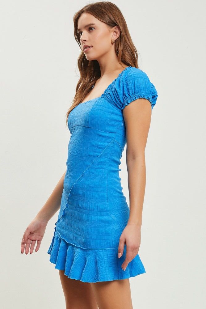 Blue Square Neck Puff Sleeve Dress sold by Pinkblush product image thumbnail 2