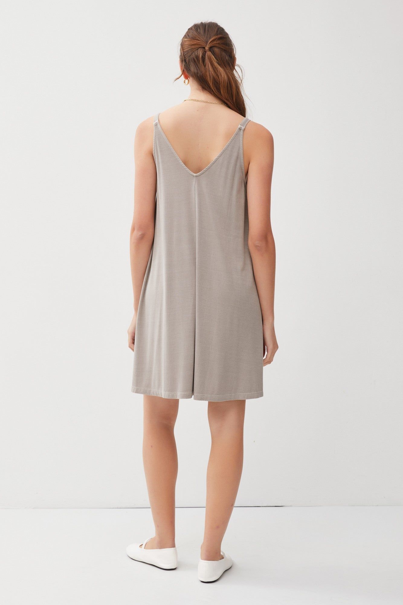 Taupe Ribbed Sleeveless Front Seam Dress sold by Pinkblush product image thumbnail 4