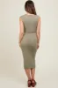 Mocha Side Ruched Sleeveless Maternity Midi Dress sold by Pinkblush