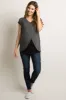 Charcoal Grey Layered Wrap Front Maternity/Nursing Top sold by Pinkblush