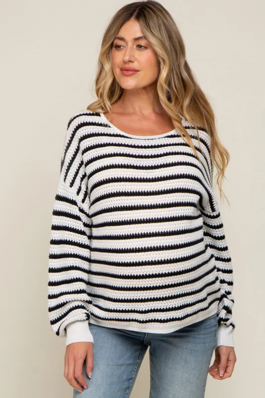 Black Striped Maternity Sweater sold by Pinkblush