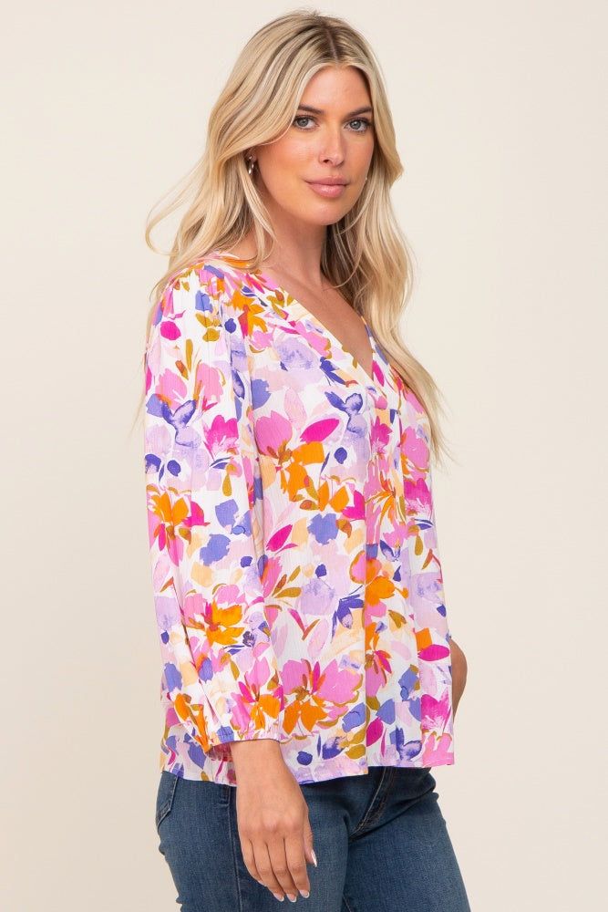 Multi-Colored Floral V-Neck Top sold by Pinkblush product image thumbnail 2