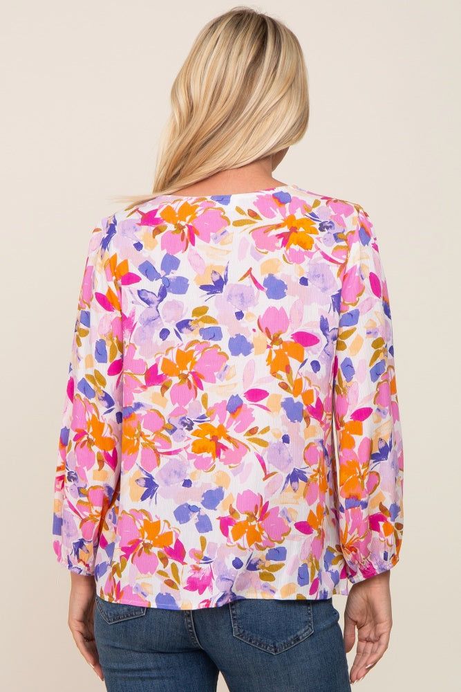 Multi-Colored Floral V-Neck Top sold by Pinkblush product image thumbnail 3