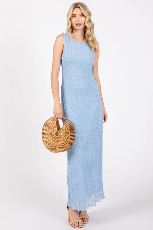 Light Blue Mesh Overlay Midi Dress sold by Pinkblush