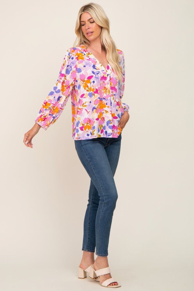 Multi-Colored Floral V-Neck Top sold by Pinkblush product image thumbnail 4